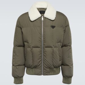 Shearling-trimmed cotton down jacket
