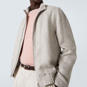 Linen, wool and silk bomber jacket - Image 5