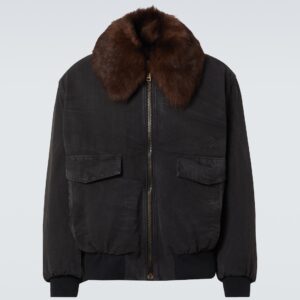 Shearling-trimmed cotton field jacket