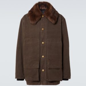 Shearling-trimmed cotton canvas jacket