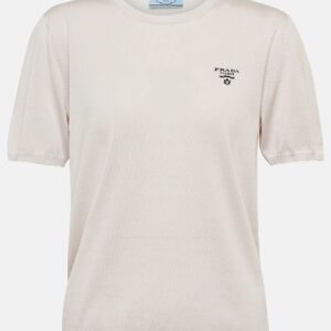 Logo silk-blend knit top - Image 1